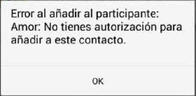 error agregar usuario a grupo whatsapp